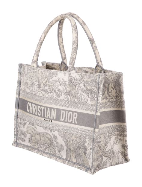 Medium Dior Book Tote Gray Toile de Jouy Embroidery 